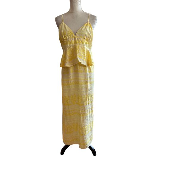 Future Collective Babydoll Yellow Maxi Dress Adjustable Straps & Ruffle Details - Picture 12 of 12